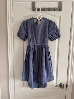 OAK + FORT Lavender-Blue Backless Puff Sleeve Dress